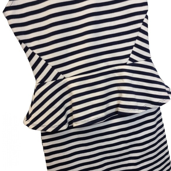 H&M Striped Peplum Bodycon Dress Sleeveless Blue White 4 - Picture 6 of 11